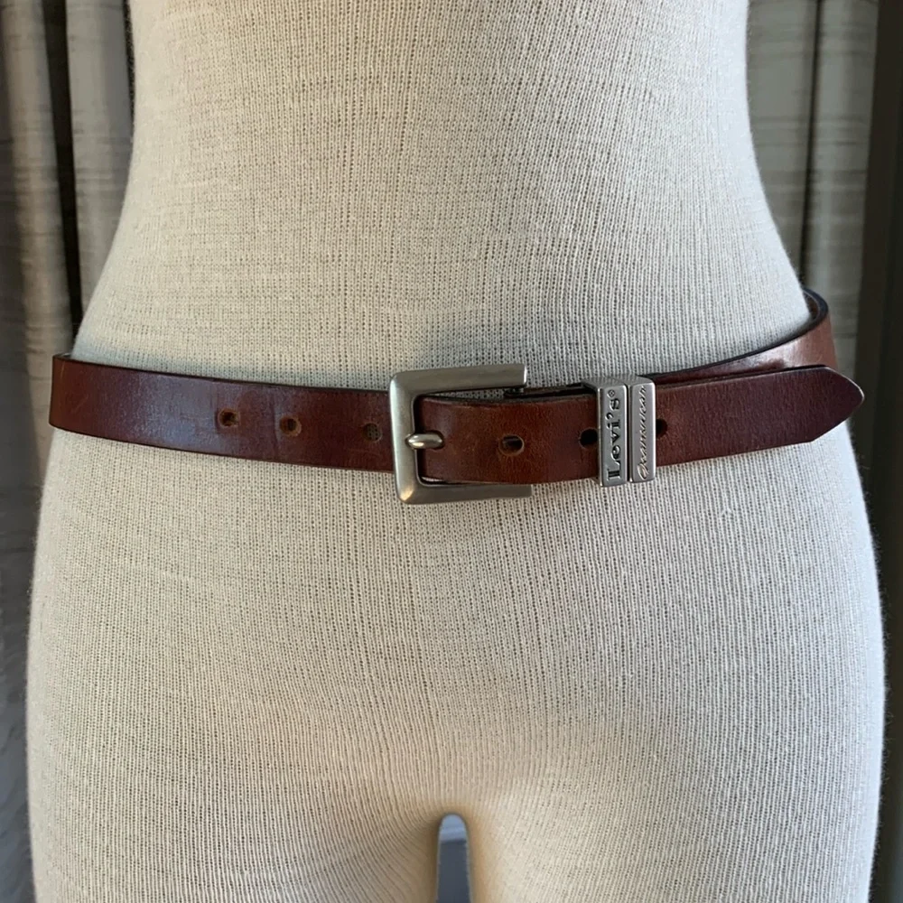 Levi’s brown genuine leather belt with silver buckle